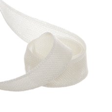 Jute Ribbons - Poly Flax Jute Ribbon Sewn Edge Cream (25mmx10m)