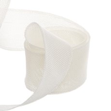 Jute Ribbons - Poly Flax Jute Ribbon Sewn Edge Cream (50mmx10m)