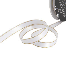 Satin Ribbons - Satin Double Face Metallic Edge White Gold (10mmx20m)
