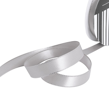 Satin Ribbons - Satin Double Face Metallic Edge Silver (15mmx20m)
