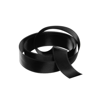 Satin Ribbons - Ribbon Satin Deluxe Double Faced Black (15mmx25m)