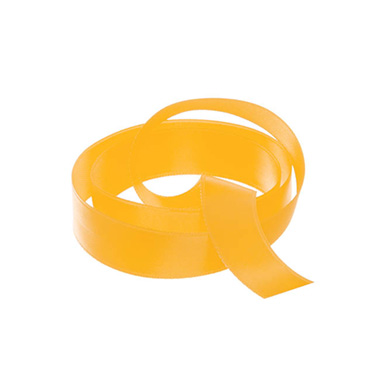 Satin Ribbons - Ribbon Satin Deluxe Double Faced Mid Yellow (15mmx25m)