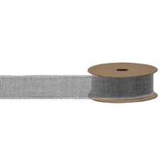 Linen Ribbons - Ribbon Plain Linen with Scalloped Edge Grey (40mmx10m)