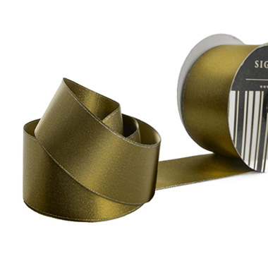 Satin Ribbons - Ribbon Double Face Satin Shimmer Antique Gold (50mmx20m)