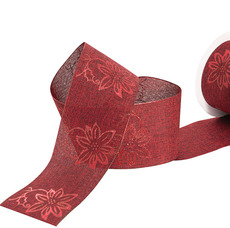 Christmas Ribbons - Ribbon Linen Cut Edge Poinsettia Deep Red (63mmx10m)