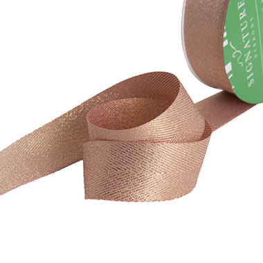 Herringbone Twill Ribbon - Ribbon Herringbone Shimmer Woven Edge Pink (25mmx20m)