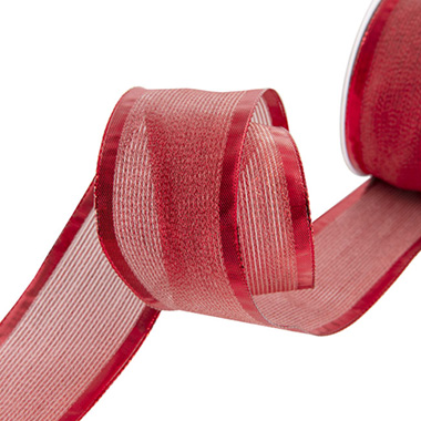 Ribbon Metallic Shimmer Wire Edge Red (50mmx20m)