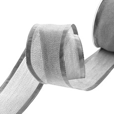 Christmas Ribbons - Ribbon Metallic Shimmer Wire Edge Silver (50mmx20m)