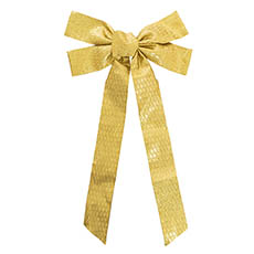 Christmas Ribbons - Ribbon Bow Metallic Textured Wire Edge Gold (30Wx50Lcm)
