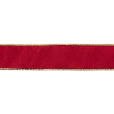 Ribbon Velvet Gold Back Woven Edge Red (38mmx10m)