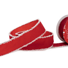 Ribbon Velvet Red with Snowy White Trim (50mmx10m)