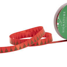 Christmas Ribbons - Ribbon Satin DF Christmas Trees Red Green (15mmx20m)