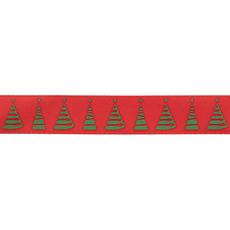 Ribbon Satin DF Christmas Trees Red Green (15mmx20m)