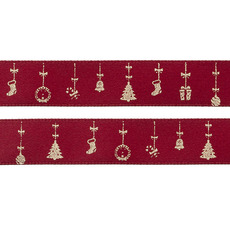 Ribbon Satin Christmas Decorations Burgundy Gold (15mmx 20m)