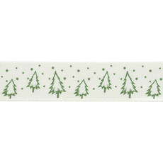 Ribbon Herringbone Christmas Trees Green (25mmx20m)