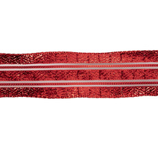 Ribbon Metallic Stripe Wire Edge Red (25mmx20m)
