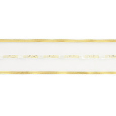 Ribbon Mesh Metallic Stripe Wire Edge Gold (38mmx10m)