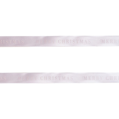 Satin Double Face Ribbon Merry Christmas White (25mmx20m)