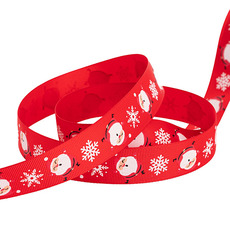 Christmas Ribbons - Grosgrain Ribbon Santa Print Red White (25mmx20m)