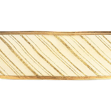 Organza Ribbon Glitter Stripe Sonic Edge Gold (60mmx10m)