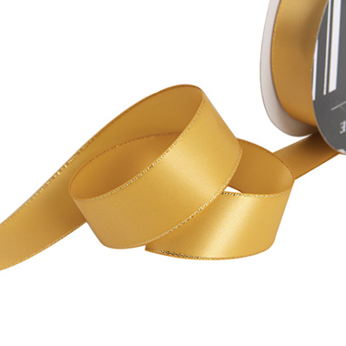 Satin Ribbons - Satin Double Face Metallic Edge Gold Gold (25mmx20m)