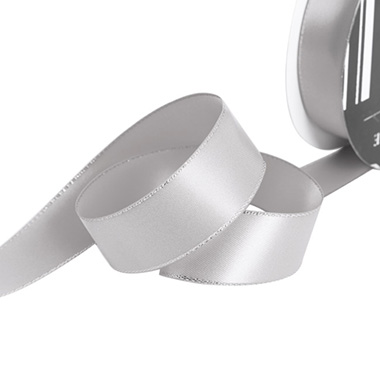 Satin Ribbons - Satin Double Face Metallic Edge Silver Silver (25mmx20m)