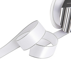 Satin Ribbons - Satin Double Face Metallic Edge White Silver (25mmx20m)