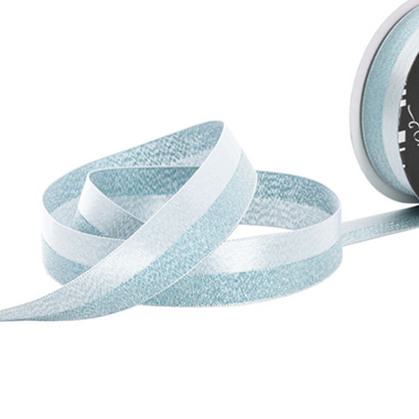 Satin Ribbons - Ribbon Satin & Metallic Glitter Duo Light Blue (25mmx20m)