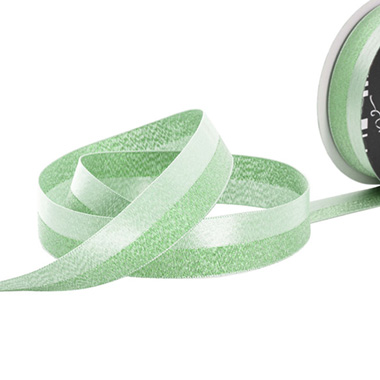 Satin Ribbons - Ribbon Satin & Metallic Glitter Duo Green (25mmx20m)