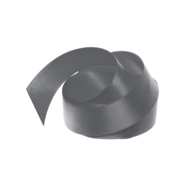 Satin Ribbons - Ribbon Satin Deluxe Double Faced Charcoal (25mmx25m)