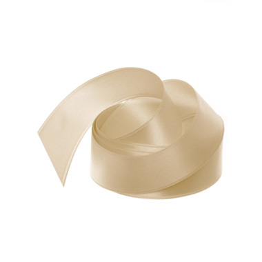 Satin Ribbons - Ribbon Satin Deluxe Double Faced Champagne (25mmx25m)