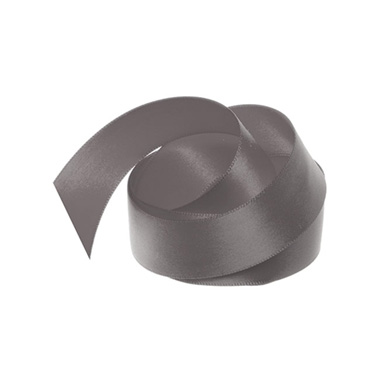 Satin Ribbons - Ribbon Satin Deluxe Double Faced Grey (25mmx25m)