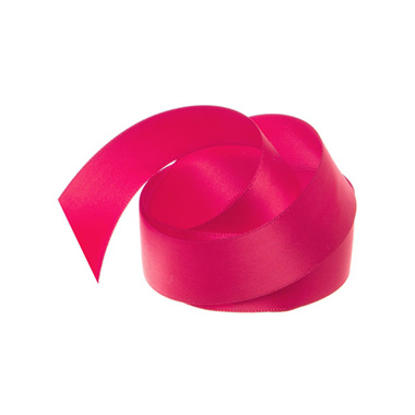 Satin Ribbons - Ribbon Satin Deluxe Double Faced Hot Pink (25mmx25m)