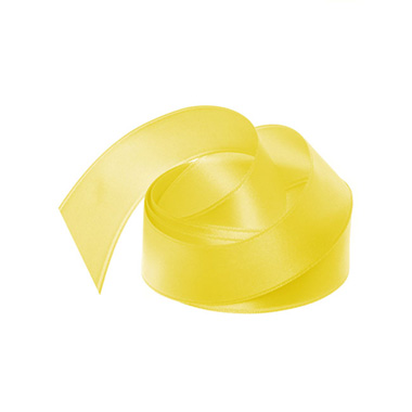 Satin Ribbons - Ribbon Satin Deluxe Double Faced Lemon (25mmx25m)