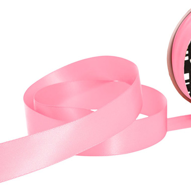 Satin Ribbons - Ribbon Satin Deluxe Double Faced Mid Pink (25mmx25m)