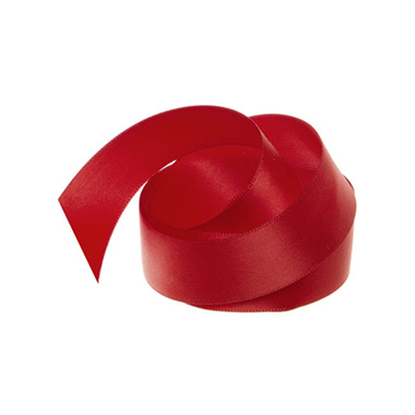 Satin Ribbons - Ribbon Satin Deluxe Double Faced Rouge Red (25mmx25m)