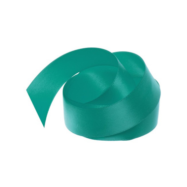 Satin Ribbons - Ribbon Satin Deluxe Double Faced Teal (25mmx25m)
