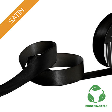 Biodegradable Ribbon - Ribbon Bio-Poly Blend Deluxe Satin Black (25mmx25m)