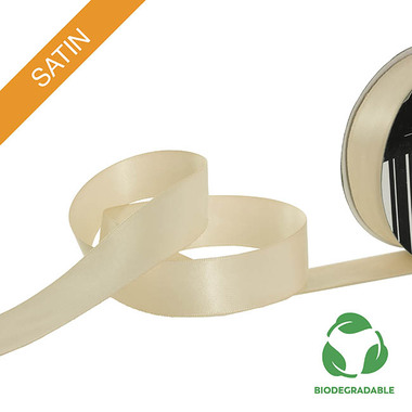Biodegradable Ribbon - Ribbon Bio-Poly Blend Deluxe Satin Ivory (25mmx25m)