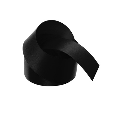 Satin Ribbons - Ribbon Satin Deluxe Double Faced Black (38mmx25m)