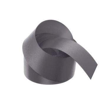 Satin Ribbons - Ribbon Satin Deluxe Double Faced Charcoal (38mmx25m)
