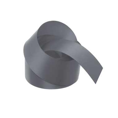 Satin Ribbons - Ribbon Satin Deluxe Double Faced Grey (38mmx25m)