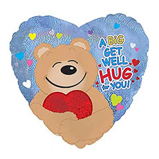 Foil Balloons - Foil Balloon 18 (45cm Dia) Heart Get Well Hug