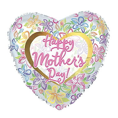 Foil Balloons - Foil Balloon 17(42.5cm Dia) Happy Mothers Day Heart