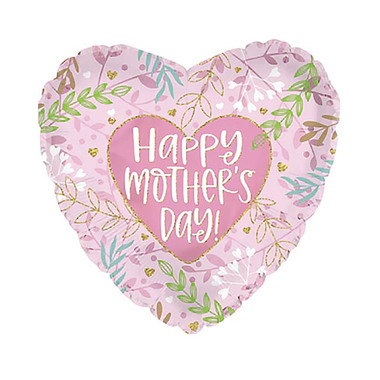 Foil Balloons - Foil Balloon 17 (42.5cm Dia) Happy Mothers Day Heart Pink
