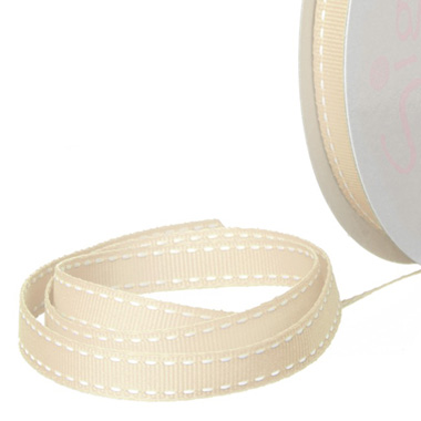 Grosgrain Ribbons - Ribbon Grosgrain Saddle Stitch Cream (10mmx20m)