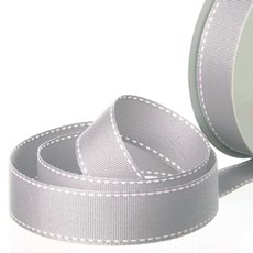 Grosgrain Ribbons - Ribbon Grosgrain Saddle Stitch Light Grey (25mmx20m)