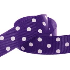 Grosgrain Ribbons - Ribbon Grosgrain Polka Dots Violet (25mmx20m)