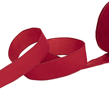 Velvet Ribbon - Ribbon Deluxe Velvet Wire Edge Red (38mmx20m)