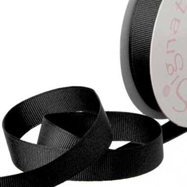 Grosgrain Ribbons - Ribbon Plain Grosgrain Black (15mmx20m)